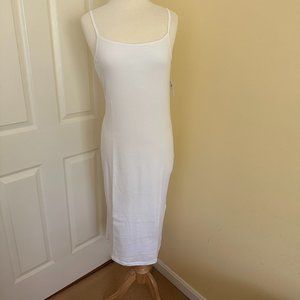 NWT TALL Med White Spaghetti Strap Shelf Bra Midi Dress